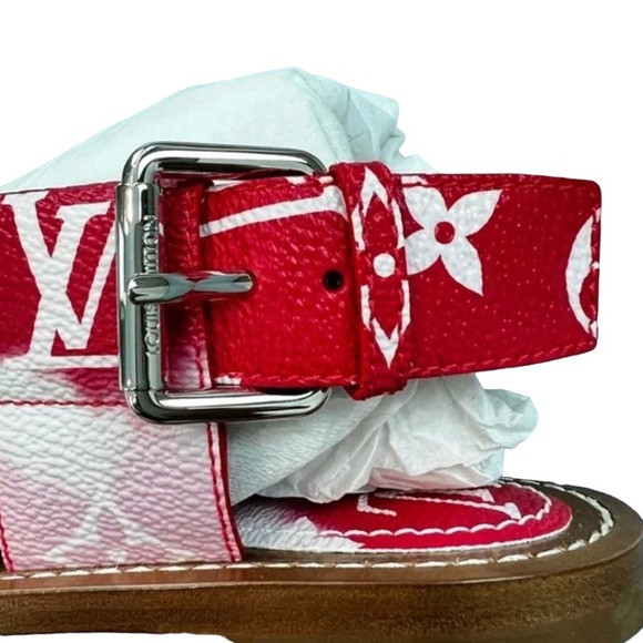 Louis Vuitton Red/Pink Escale Palma Flat Sandals Size 8 - Picture 5 of 5
